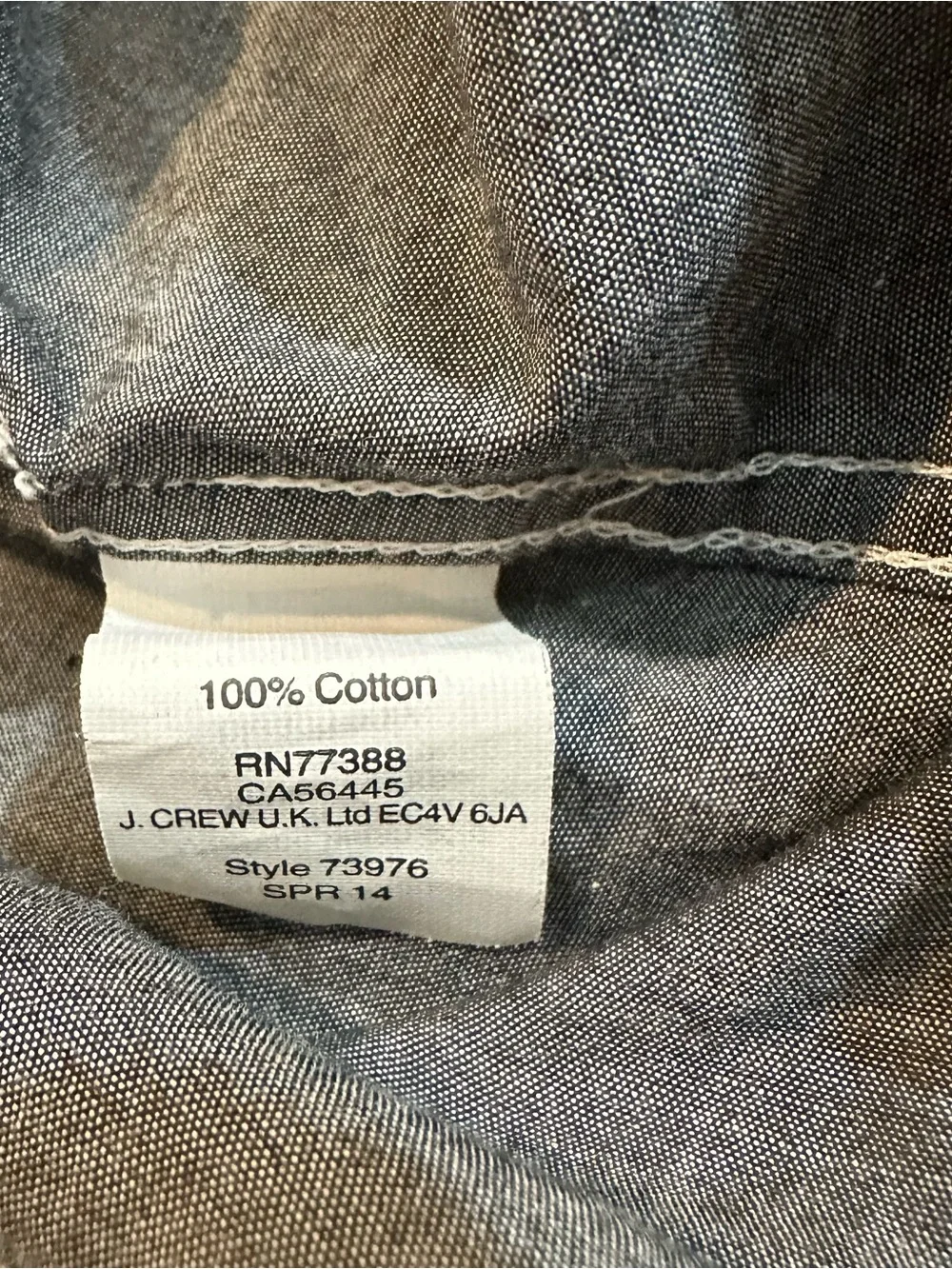 J.Crew Factory Gray Chambray Button Up Shirt Large